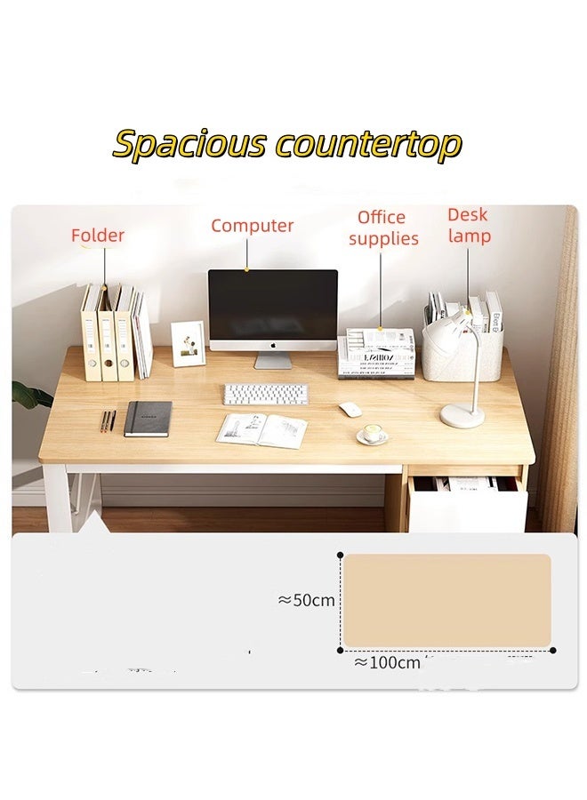 JCB CHIC Modern 100cm Computer Desk with 3 Drawers & Storage Shelf，Space-Saving Writing Desk With Storage Space Heavy Duty，Multifunctional  Sturdy Gaming Study table for Home Office - Image 3